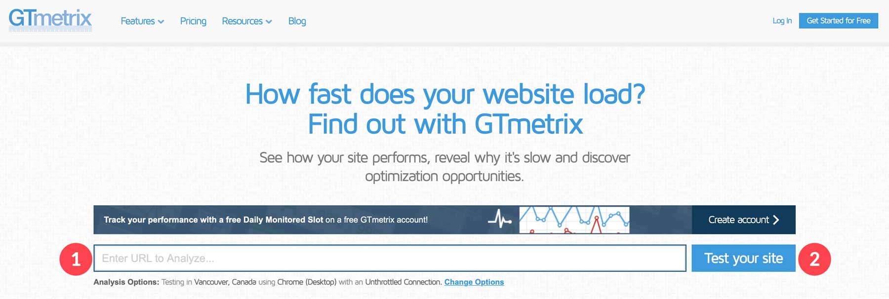 GTmetrix 페이지 속도 테스트