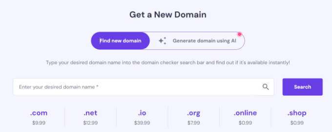 Search your domain name