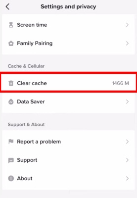 Cum să ștergeți memoria cache pe TikTok: Pasul 5