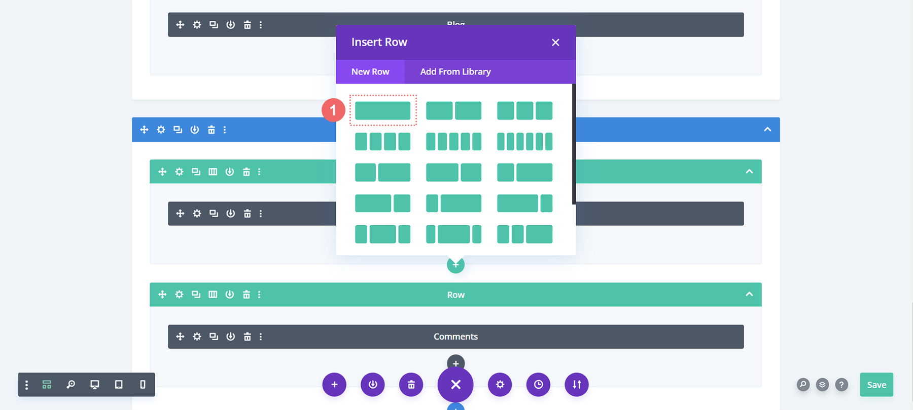 Adicione um layout de uma coluna à linha recém-adicionada