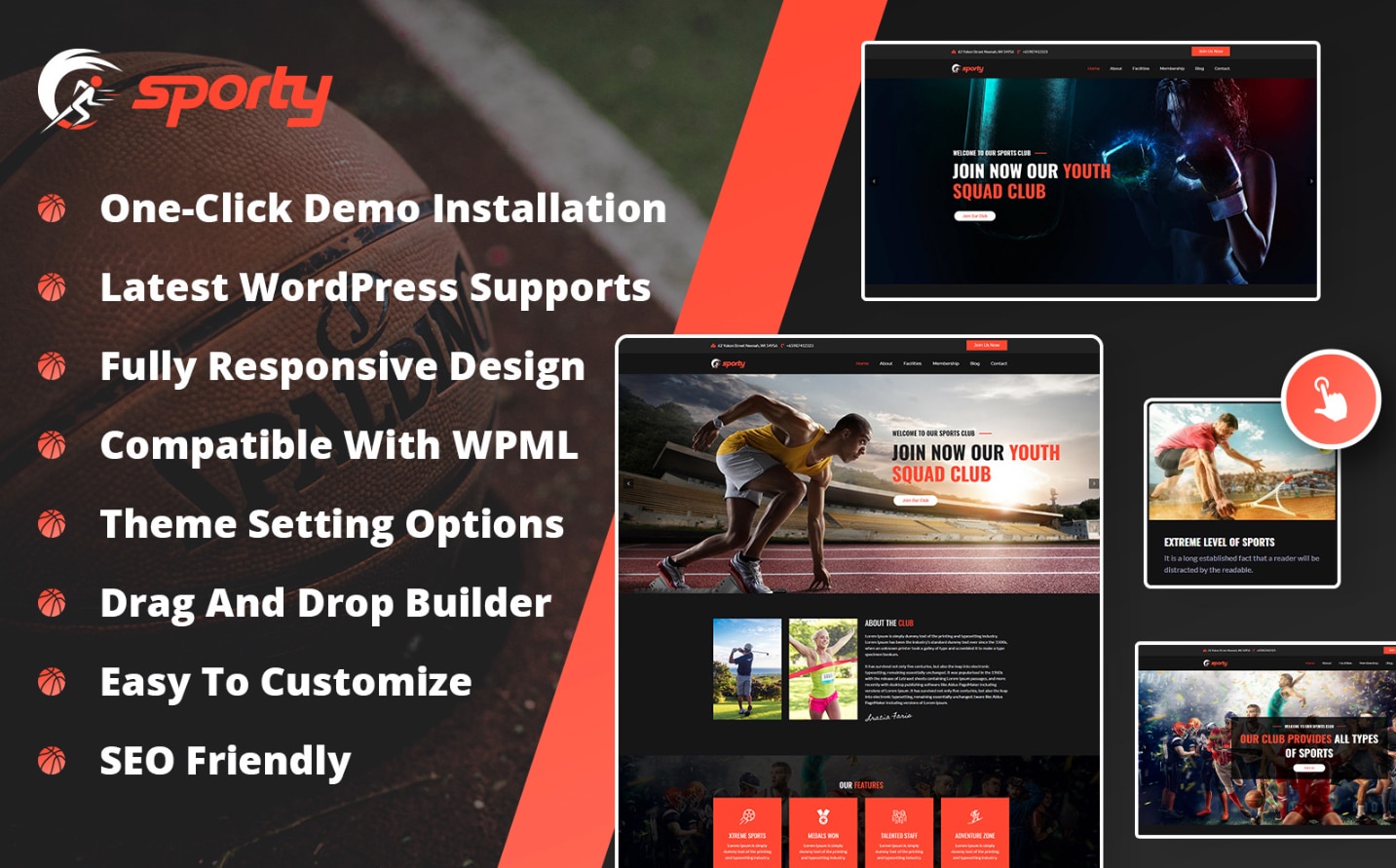 SPORTY - Motyw WordPress Sport Club z generatorem treści AI