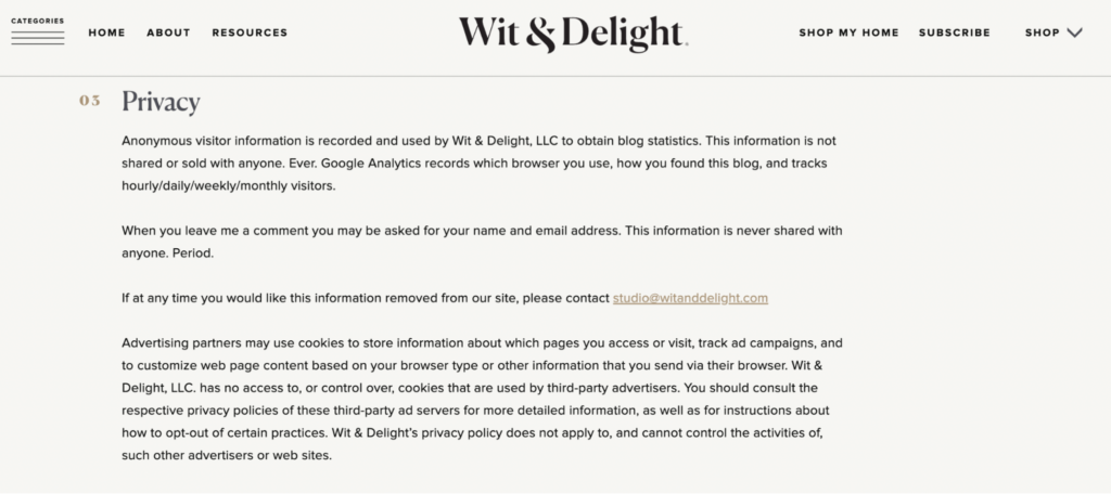 La política de privacidad del sitio web es una de las páginas imprescindibles para un sitio web.