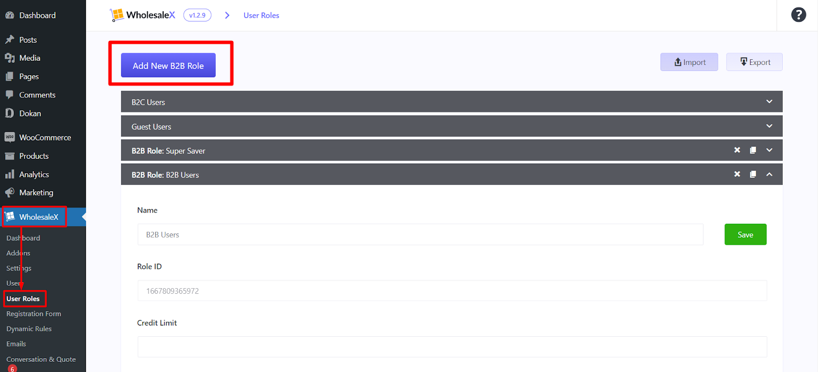 Uma captura de tela para criar funções de usuário personalizáveis