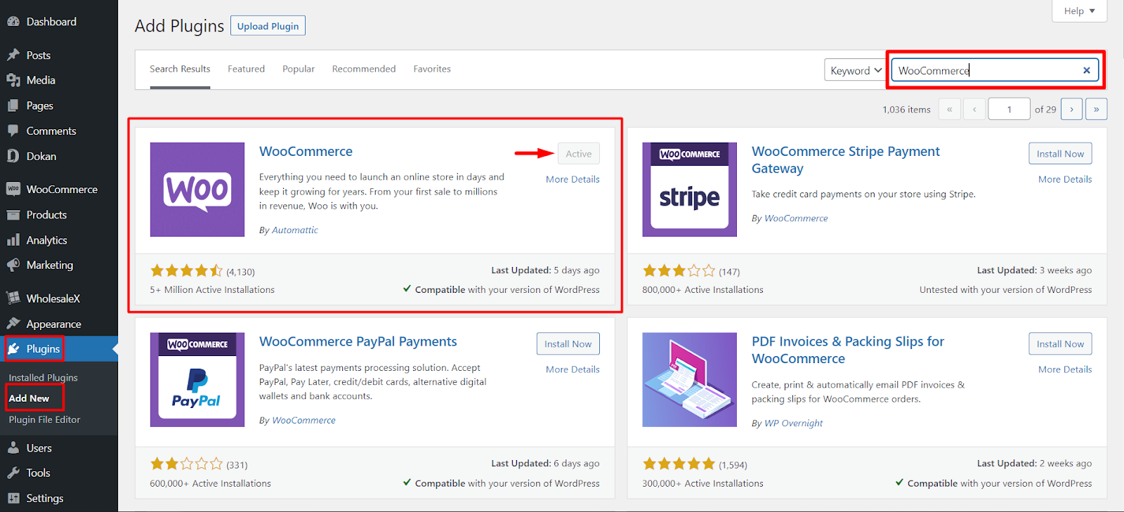 ภาพหน้าจอของการติดตั้ง WooCommerce เพื่อสร้างตลาดขายส่งแบบ b2b