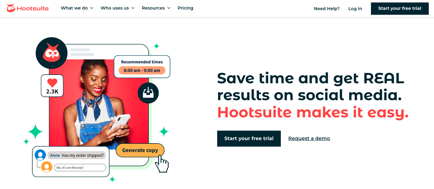 Hootsuite ana sayfası