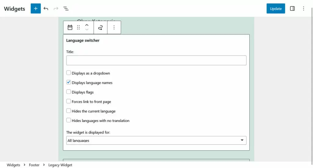 widget di cambio lingua polylang