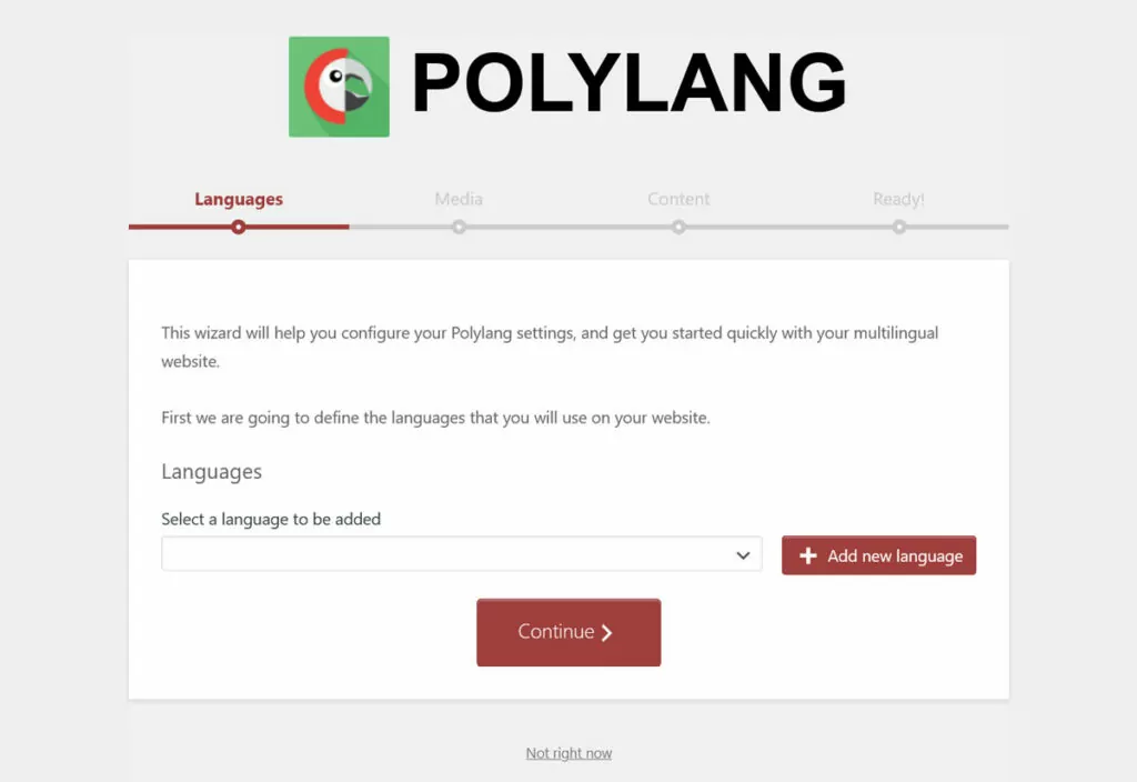 assistant d'installation de Polylang