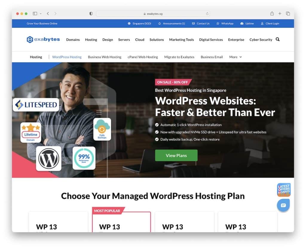 exabyte hosting WordPress a Singapore