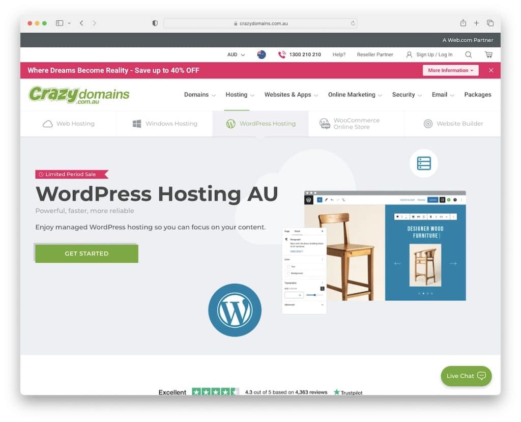 domain gila hosting wordpress di australia