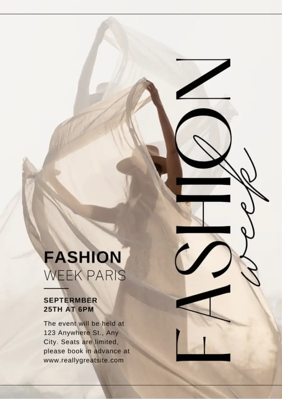 Affiche neutre, élégante et stylée de la Fashion Week -