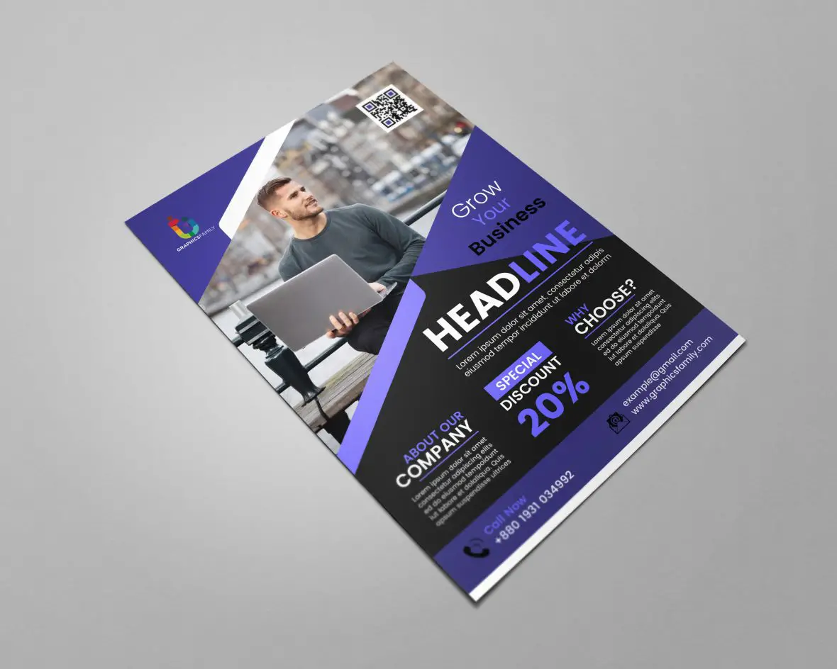 Modernes kostenloses Flyer-Design für Unternehmen -