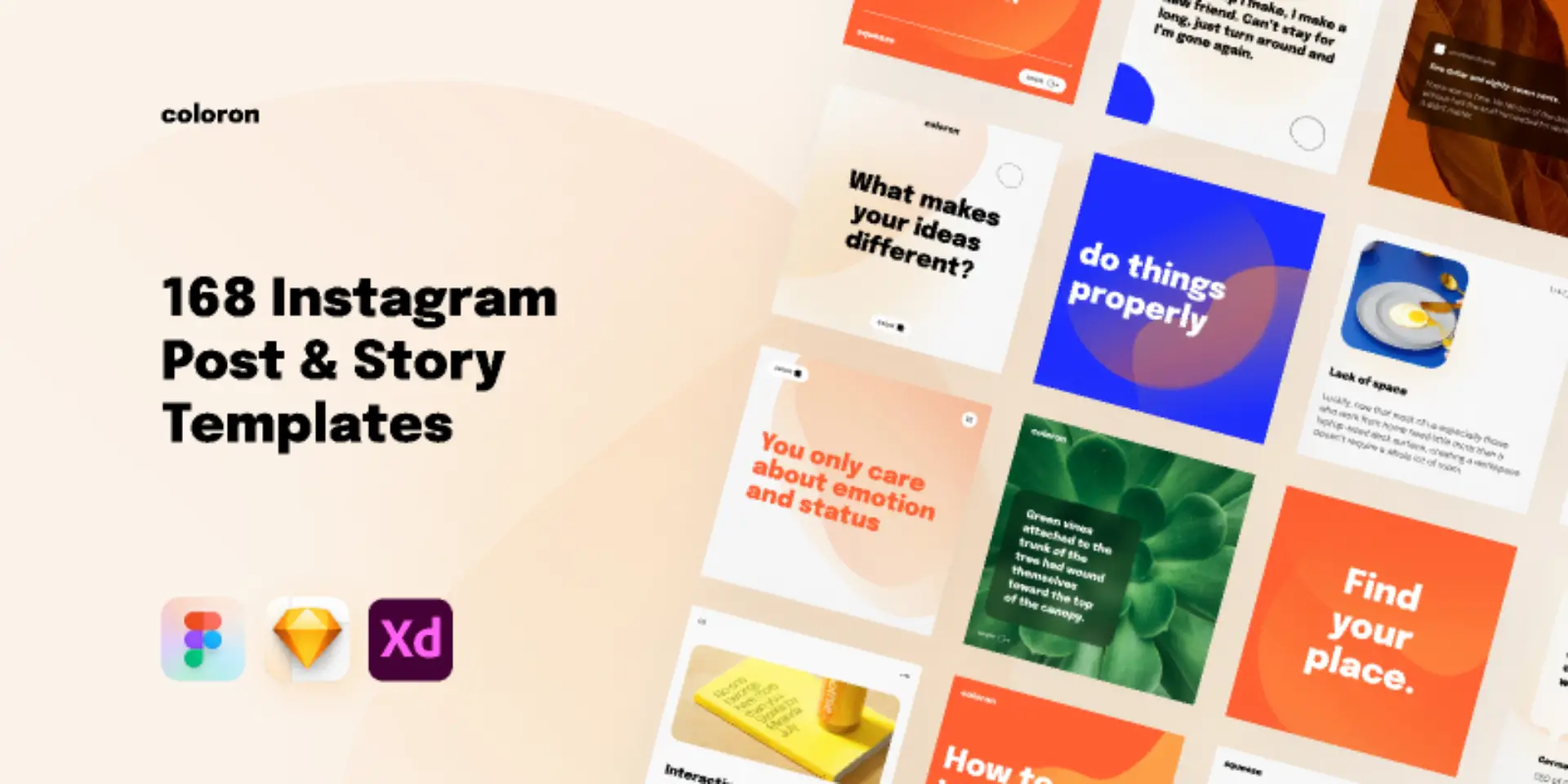 เทมเพลตโพสต์และเรื่องราว Instagram ที่สร้างสรรค์ 168 แบบ (ชุมชน) -