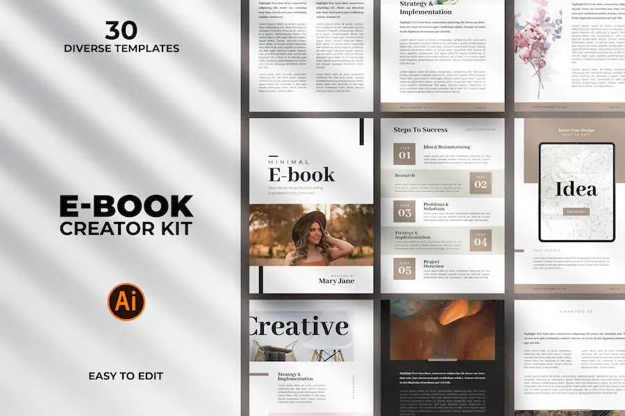 เทมเพลต Ebook ขั้นต่ำสำหรับ Illustrator -