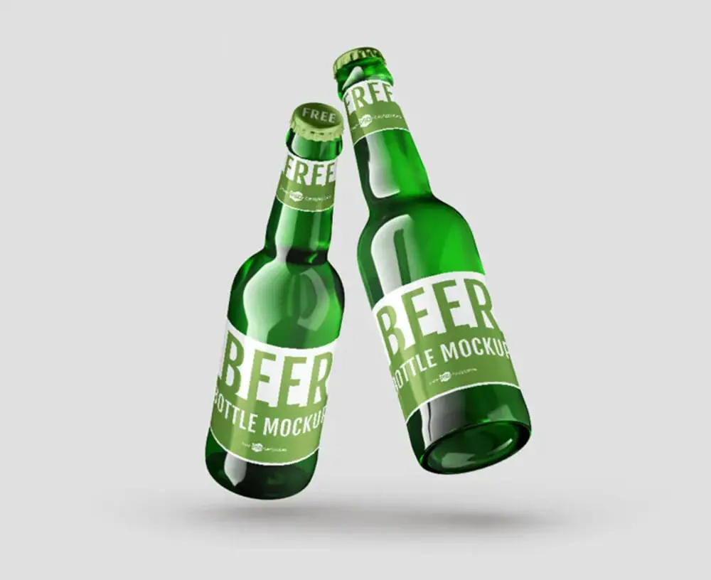 Mockup di bottiglie di birra PSD -