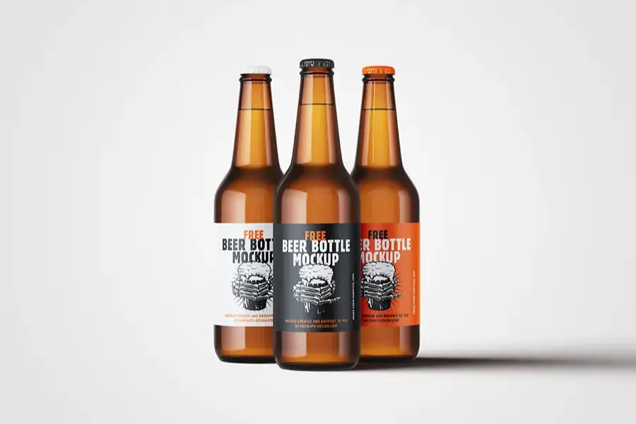 Mockup gratuito di bottiglia di birra -