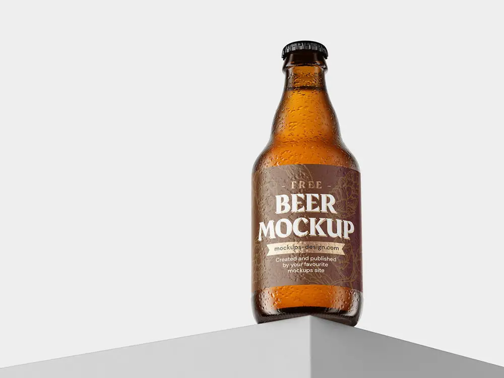 Mockup di bottiglia di birra piccola -