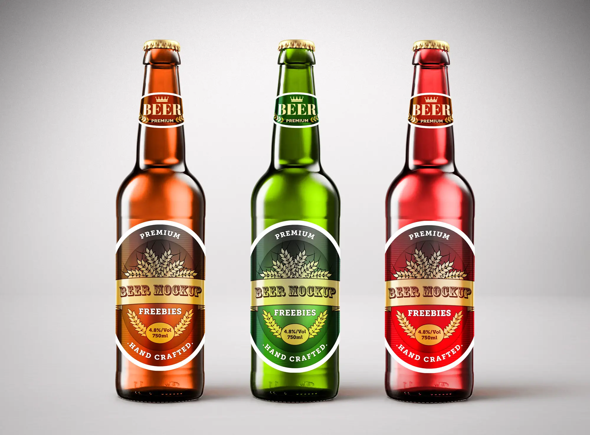 Mockup di bottiglia di birra colorata -