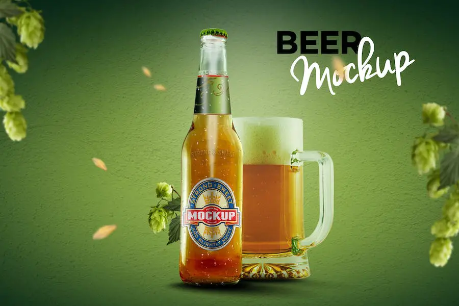 Mockup di bottiglia di birra -