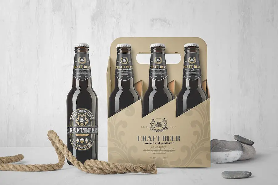 Mockup di bottiglie di birra -