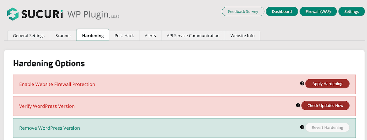 GoDaddy Sucuri-Plugin-Einstellungen