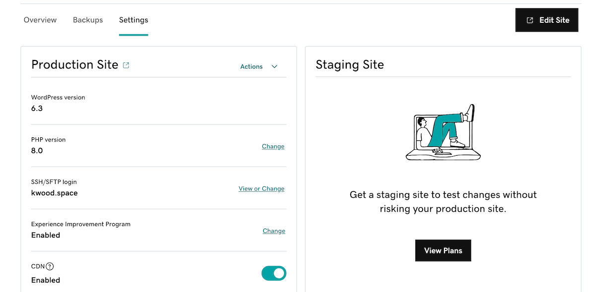 Configurações de hospedagem GoDaddy