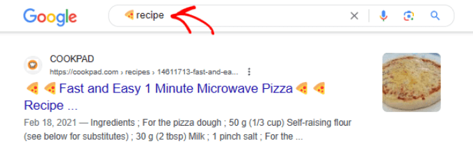 Emoji in search bar 