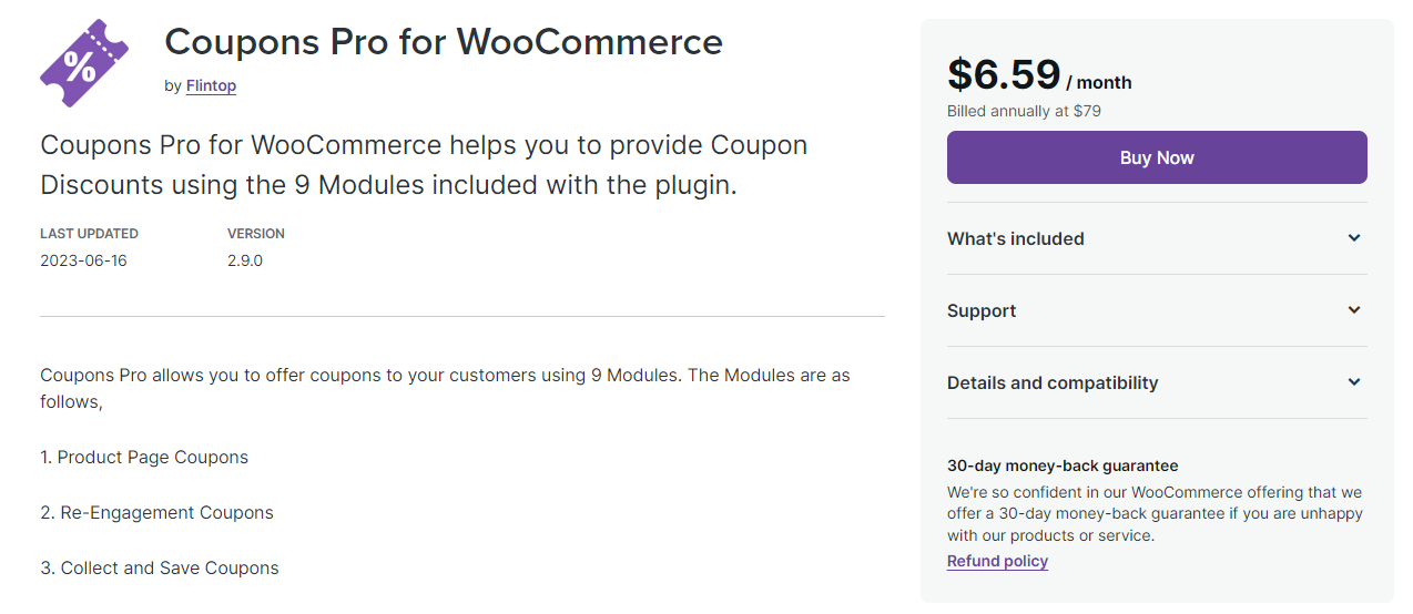 Coupons Pro สำหรับ WooCommerce- ปลั๊กอินคูปอง WordPress ที่ดีที่สุด