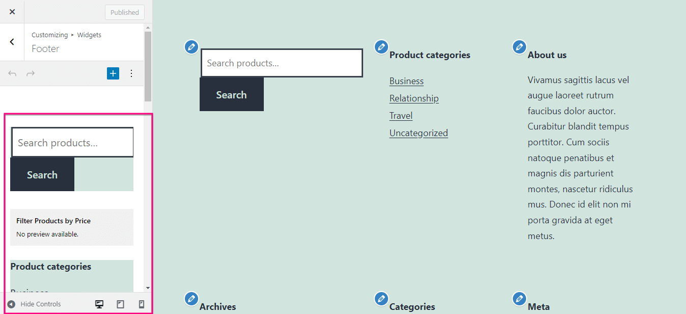 Tema özelleştiriciyi kullanarak WordPress altbilgisi oluşturun