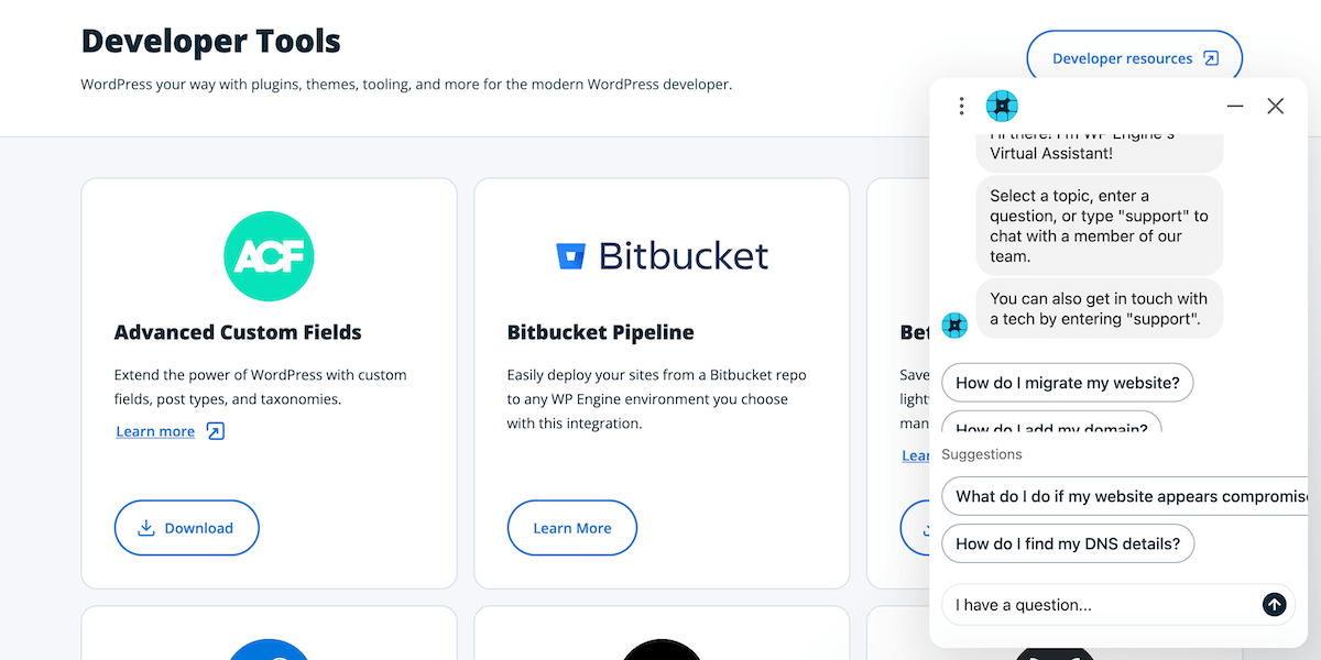 Dukungan obrolan langsung WP Engine