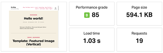 HostGator speed test result