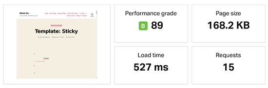 GreenGeeks speed test results