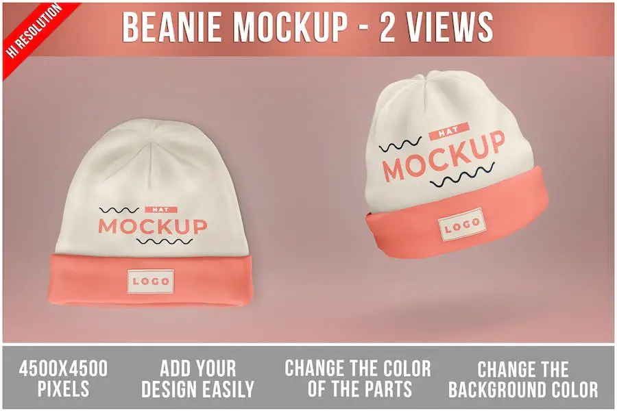 Beanie-Strickmütze-Mockup -