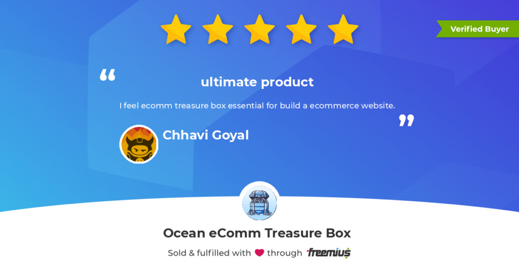 الملحق Ocean eComm Treasure Box لـ WooCommerce بواسطة OceanWP تقييم 5 نجوم تم التحقق منه من قبل العملاء