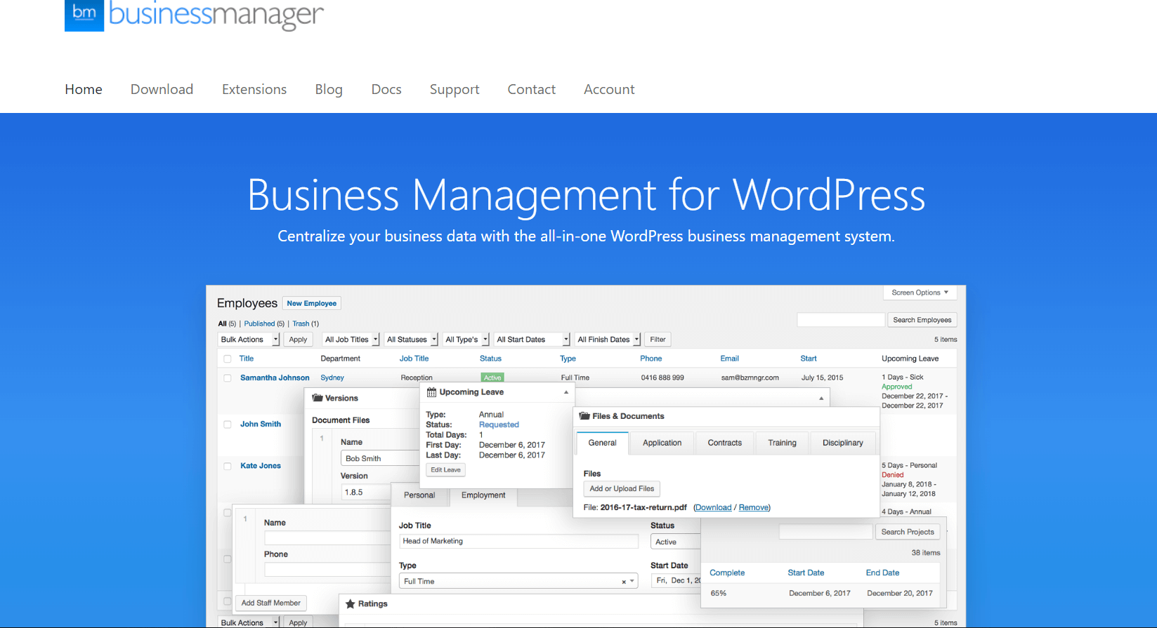 ตัวจัดการธุรกิจ- ปลั๊กอินการจัดการพนักงาน WordPress