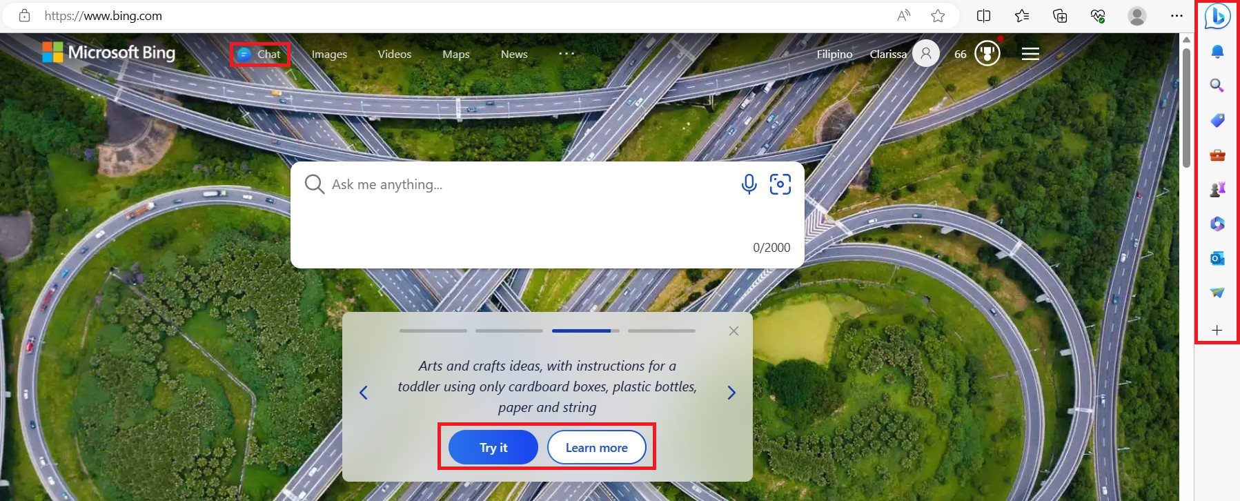 Bing AI-Benutzeroberfläche