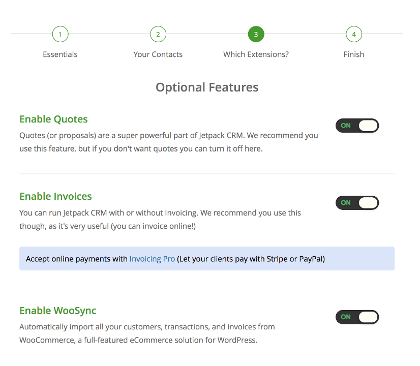 fitur opsional di Jetpack CRM