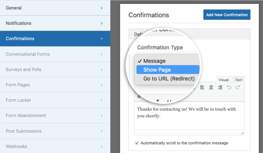 Confirmation WPForms