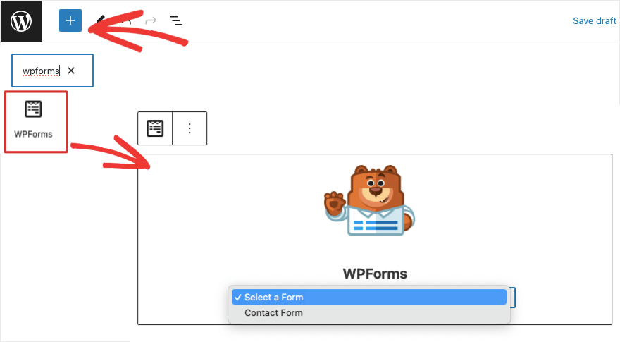 블록 편집기에 WPFforms 추가