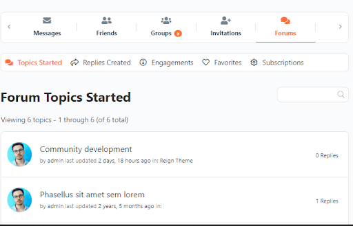 Tópicos do fórum iniciados - Tema Reign para BBpress