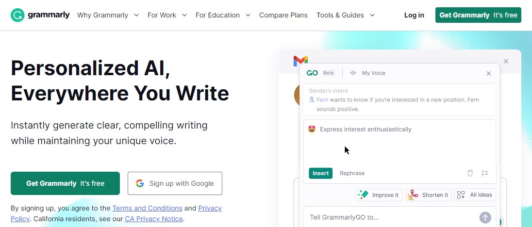 Grammarly: asistencia gratuita de IA para la escritura