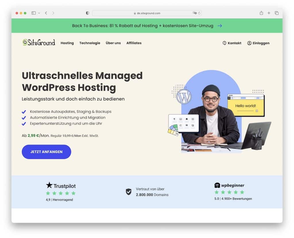 hébergement wordpress siteground en allemagne