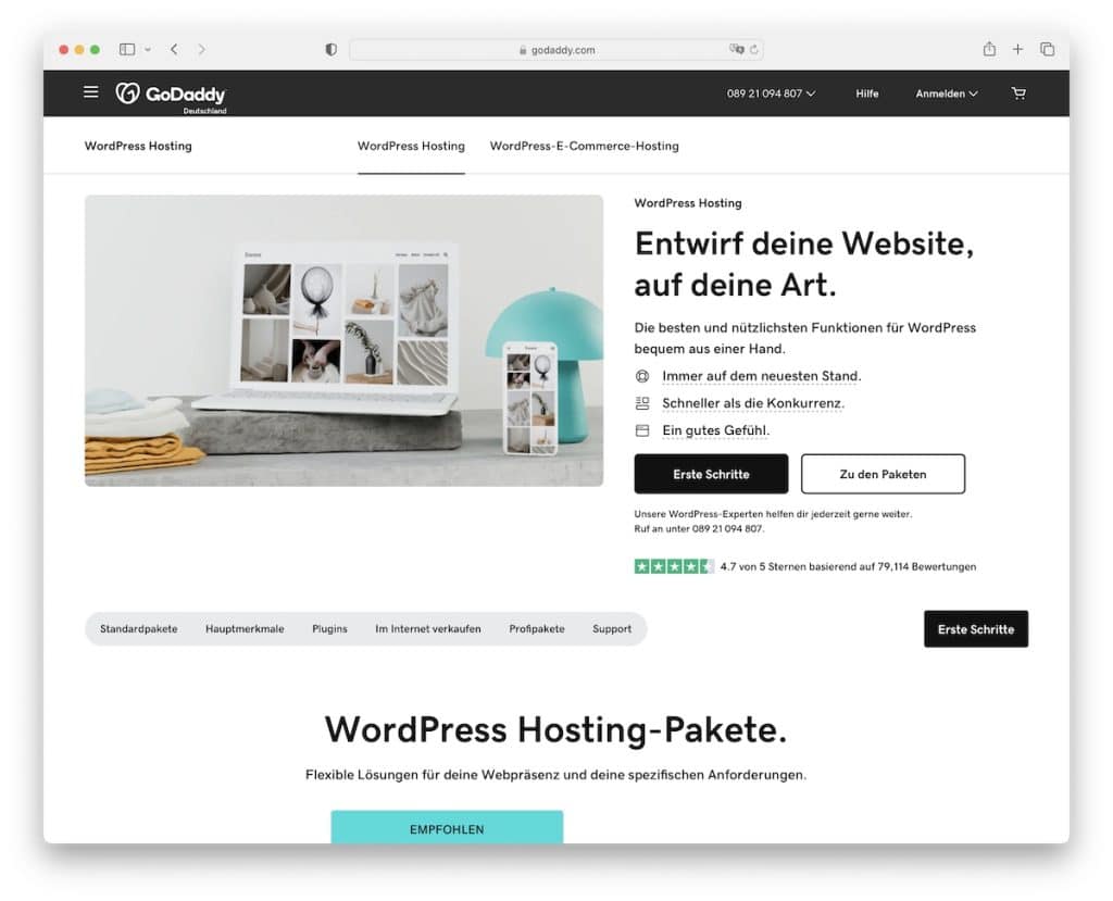 godaddy WordPress โฮสติ้งในเยอรมนี