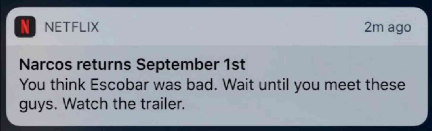 Notificación push de interacción de Netflix