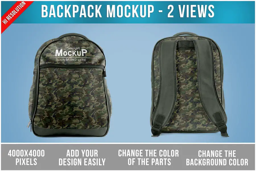 Rucksack-Mockup-Vorlage –