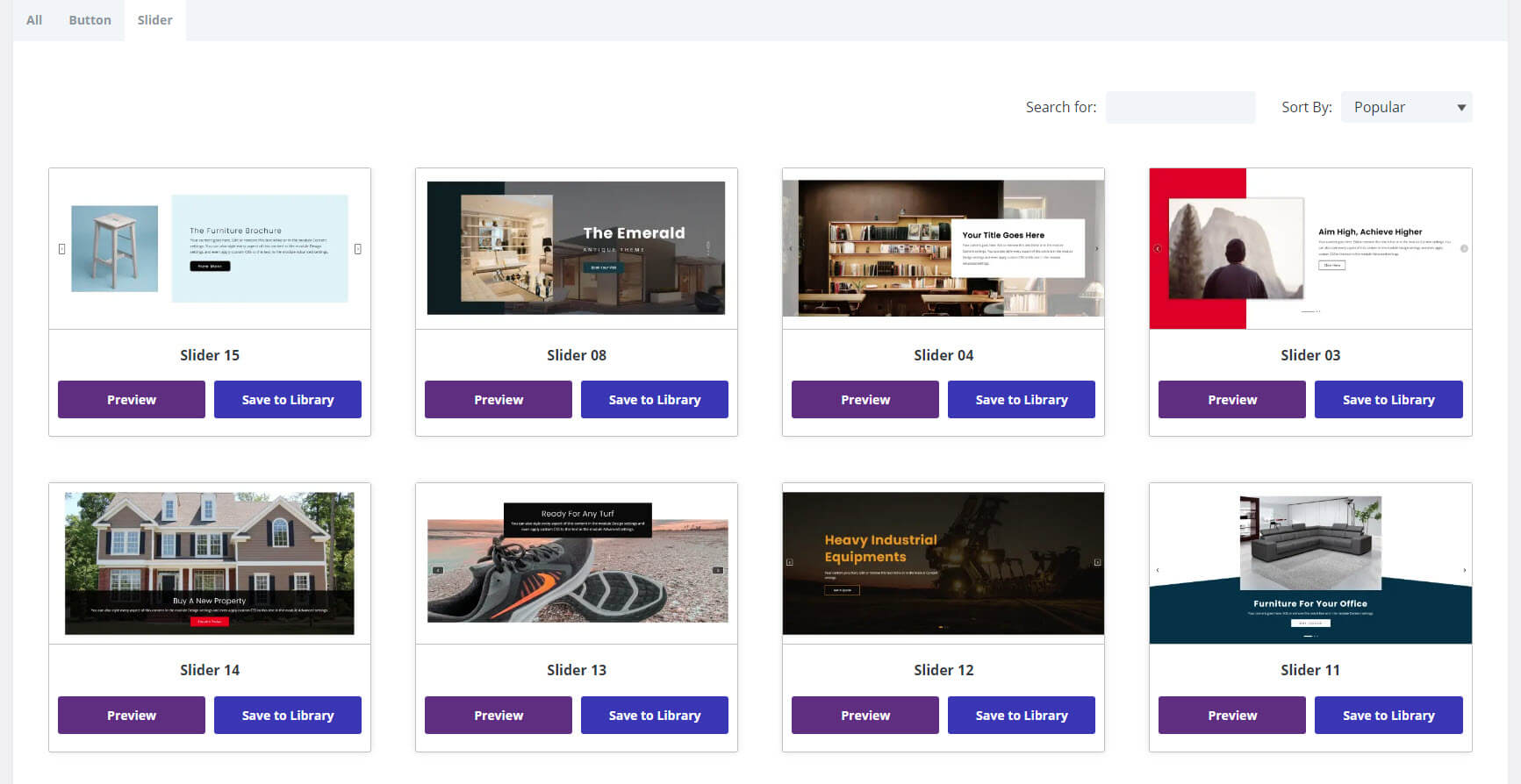 Divi Layouts ตัวเลื่อนแบบขยาย