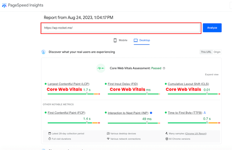 تقرير PageSpeed ​​Insights - المصدر: PageSpeed ​​Insights