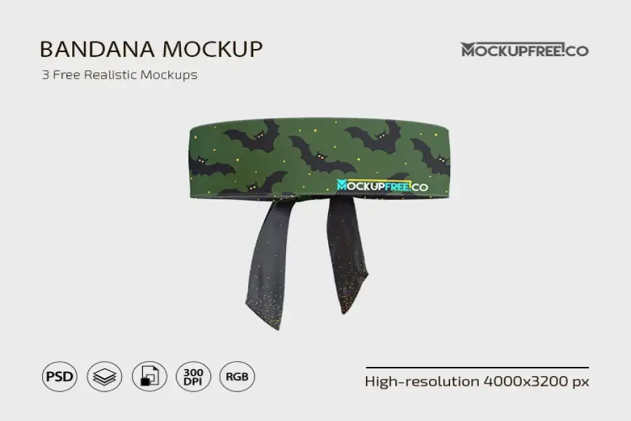 ฟรี Mockup Bandana -