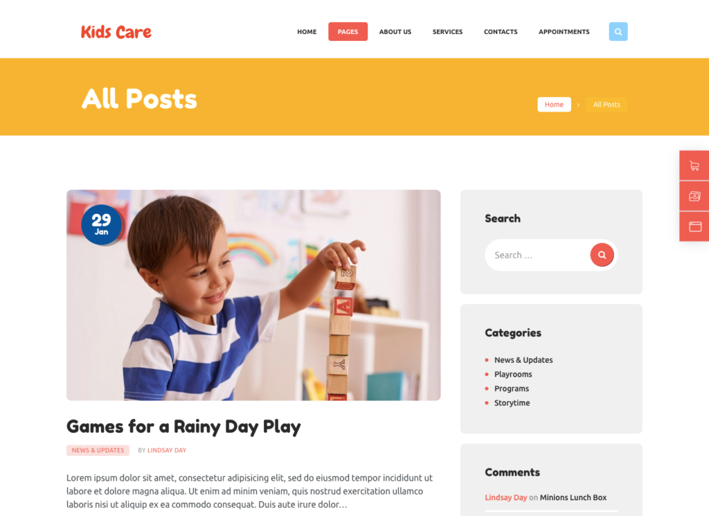 Kids Care – Thème WordPress polyvalent pour enfants