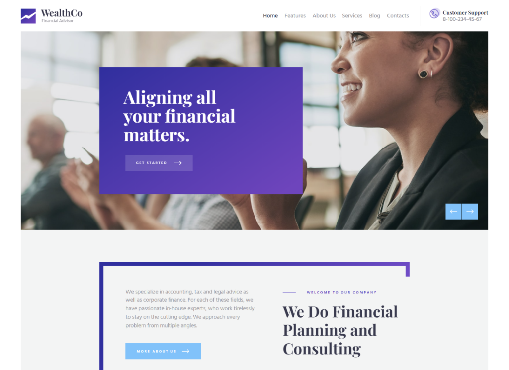 WealthCo | Ein frisches WordPress-Theme für Unternehmens- und Finanzberatung