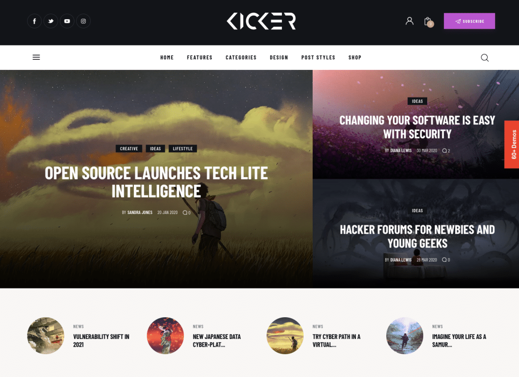 Kicker - Tema WordPress para revista de blogs multipropósito + Gutenberg